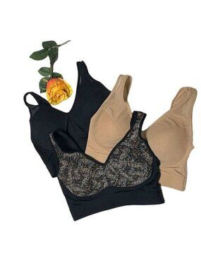 Rhonda Shear 3-pack Mesh Front Leisure Bra LARGE